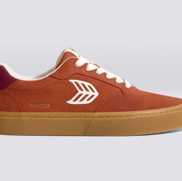 Cariuma Naioca Gum Picante Suede Off-White Logo Ruby Wine Sneaker - Picture 2 of 16